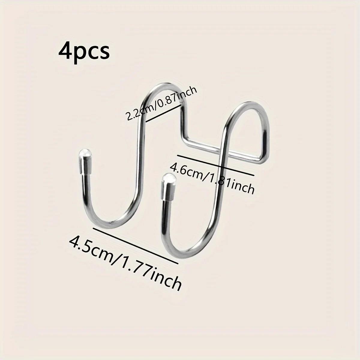 

Stainless Steel Double S Hook Free Punch Wall Hanging Bathroom Kitchen Door Hook Towel Storage Rack