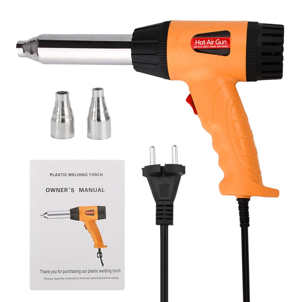 

750W 220V Electric Hot Air Gun Plastic Welding Gun Baking Gun Car Bumper Household Welding Tools 60-600 ℃Temperature Regulating