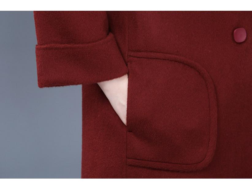 Mom's Stylish Mid-Length Double-Faced Cashmere Wool Coat for Autumn & Winter - High-End, Loose Fit for Middle-Aged Women