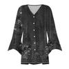 Women's Shirt Blouse Outerwear Print 3/4 Length Sleeve Casual Holiday Basic Button Tops