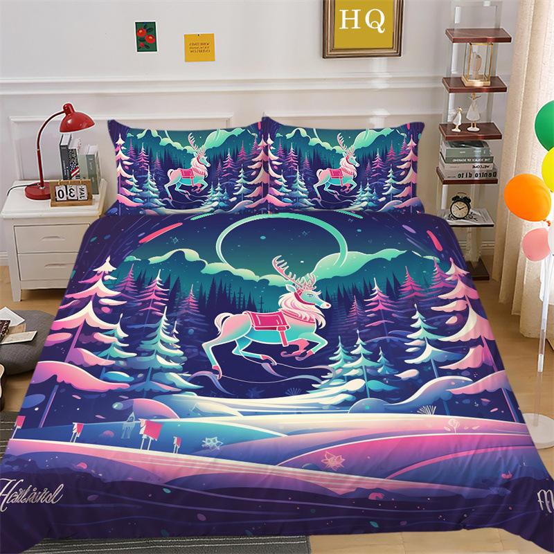 Christmas Gift 3D Printed Polyester Pillowcase Quilt Cover Two Or Three-Piece Set Is Available