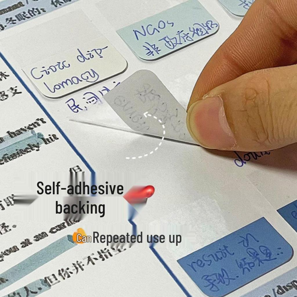 High-Value Gradient Color Translucent Index Stickers - Writable Memo and Bookmark with Strong Adhesion.