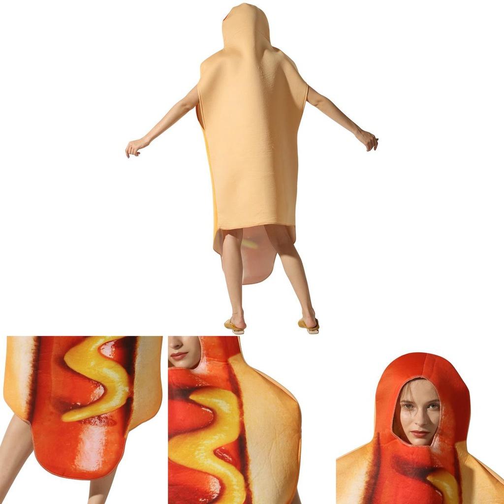 Fun And Vibrant Hot Dog Costume Jumpsuit For Halloween Stage Performances