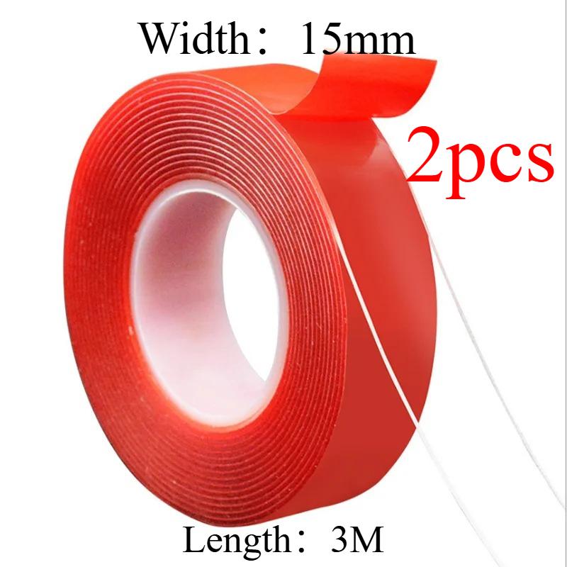 2pc Ultra Thin Transparent Red Film Double Sided Tape With HighTemperature Resistance No Marks Waterproof Adhesion Strong Adhes