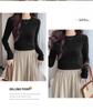 Burgundy Spicy Girl Long Sleeve Slimming T-Shirt for Women - Straight Shoulder, Autumn/Winter Style.