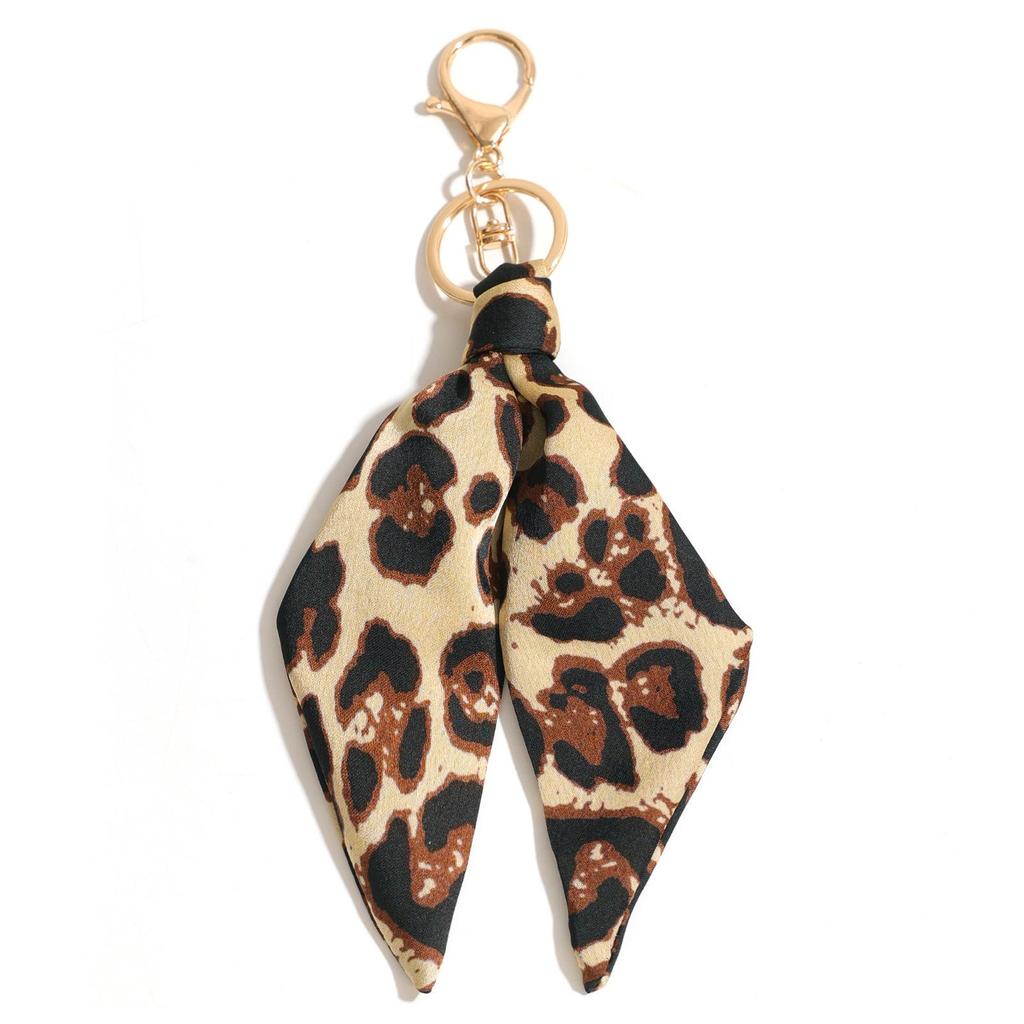 Retro Leopard Print Keychain with Silk Scarf Pendant - Hot Girl Style Accessory