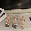 Slope heel simple and versatile one-word slippers women's shoes wear 2025 new summer skirt French sandals