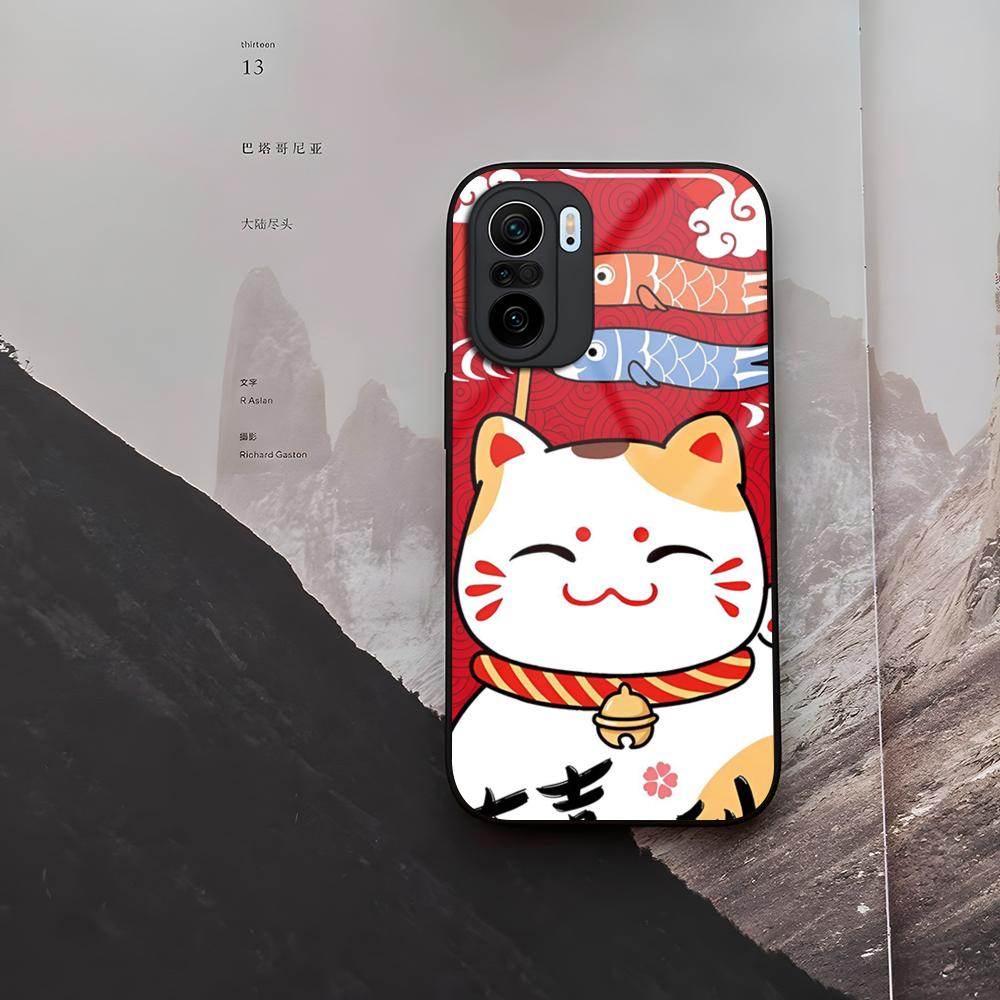 

Japanese Lucky Cat Phone Case Tempered Glass For Xiaomi 15 14 12 Lite Pro 13 11t Lite POCO M6 M5 X6 X5 X3 F5 F6 Pro Cover Xiaomi 12 Pro