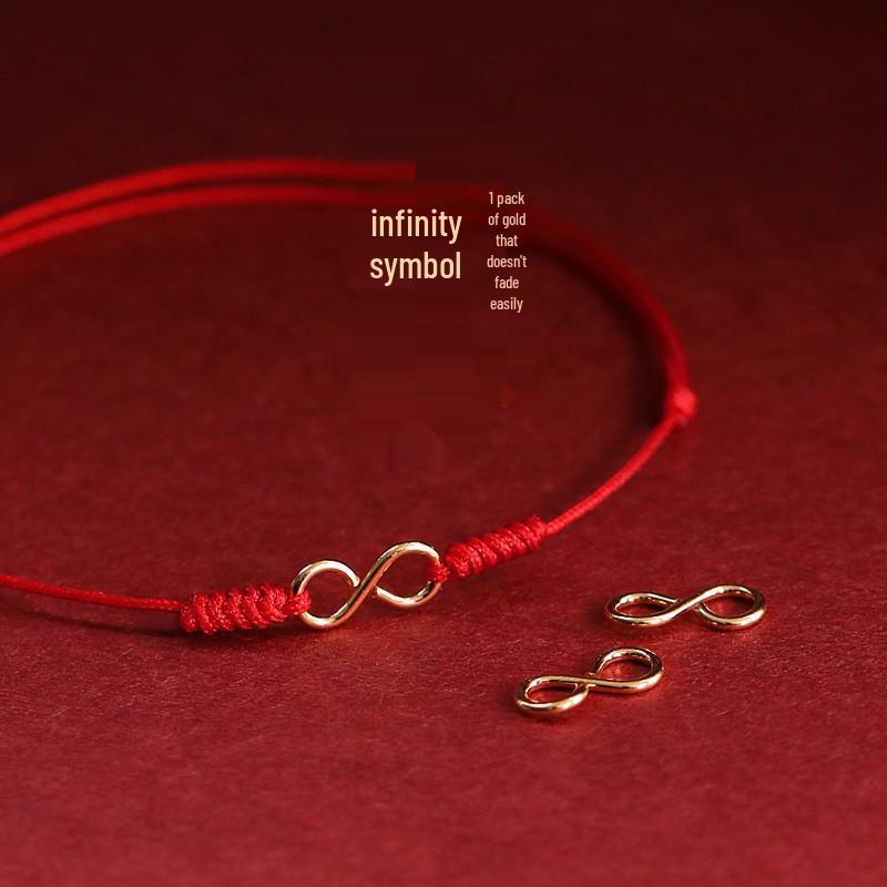 Year of the Rat Red String Anklet: Infinite Money Design, Hand-Woven Couples' Gift