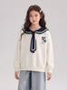 2026 Autumn New Arrivals: Navy Academy Style Bow Collar Top for Girls, Junior and Senior High School Versatile Loose Hoodie