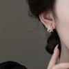 Real Gold Electroplating Temperament Diamond Stud Earrings Women'S French Retro Zircon Earrings Light Luxury Ear Jewelry