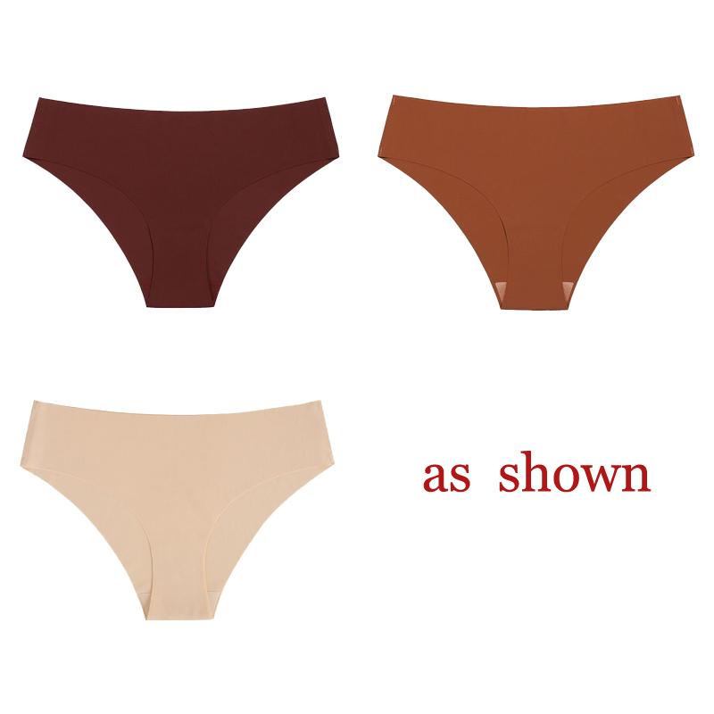 TERMEZY 3Pcs/Lot Sexy No Trace Panties for Women Ice Silk Low Waist Underwear Sports Lingerie G-string Briefs Female Intimates