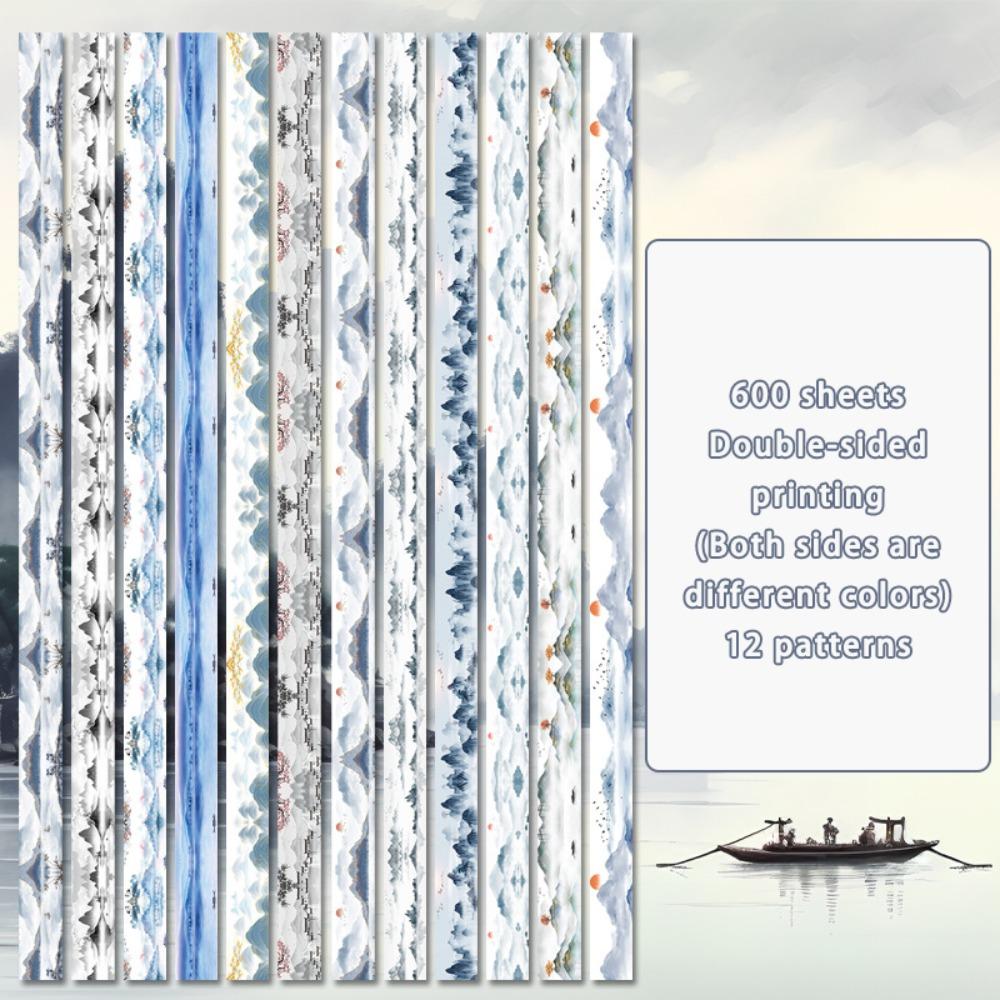 600pcs Oil Painting Star Origami Double Sided Printing Pattern Paper Folding Home Decoration