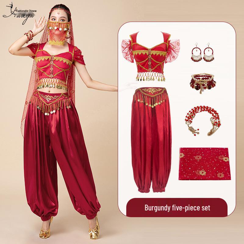 Costume de Danse du Ventre Exotique Princesse Jasmine d'Halloween pour Adultes