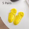 5 Paia di Calzini da Donna Primavera Estate Colore Unico Basso Silicone Antiscivolo Colore Caramella Invisibili