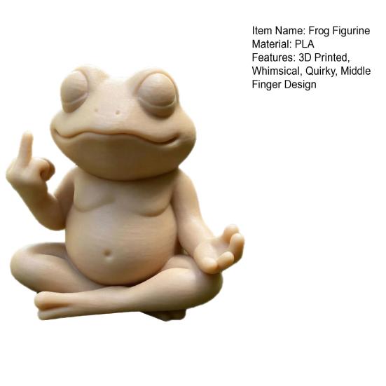 Meditatieve Kikkerbeeldje 3D Geprint Grappige Zen Yoga Kikker Tuinbeeld met Middelvinger voor Bureau Planken Huis Kantoor Terras Decoratie