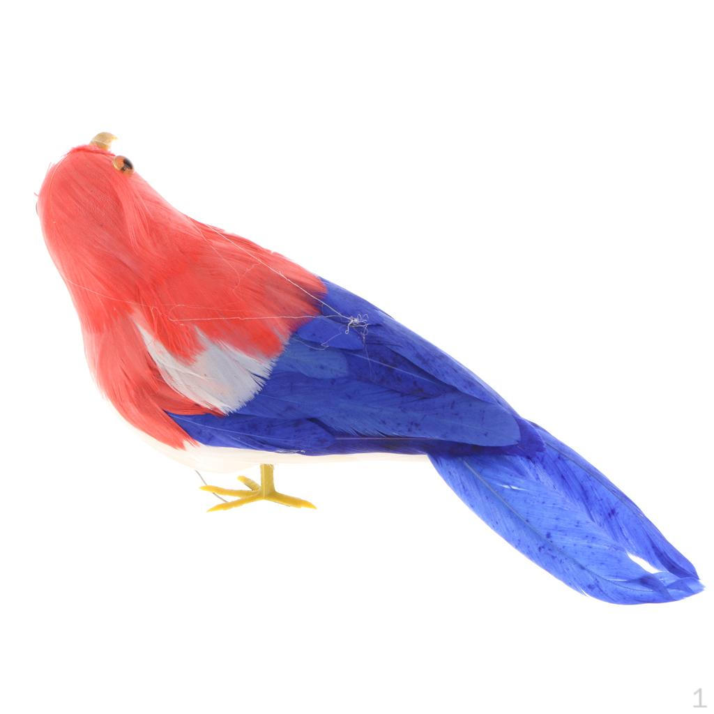 Perched Woodland Birds Artificial Feathered Bird Crafts Colorful