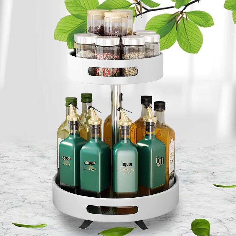 360 Rotating Double-Layer Carbon Steel Spice Rack