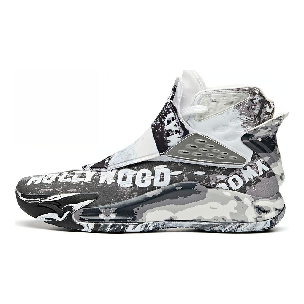 Anta KT5 Leather Cushioning Slip Resistant Abrasion Resistant High Top Basketball Shoes Men's Black White 112011101-14