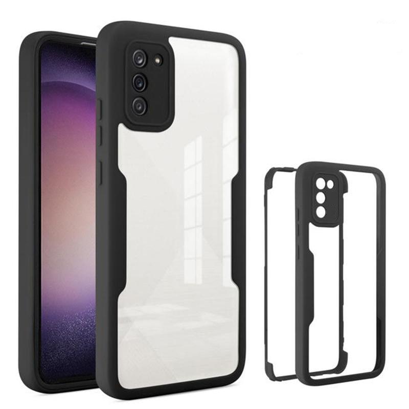 Чехол S23 Ultra Plus, роскошные чехлы с пленкой на передний экран и задней панелью для Samsung Galaxy S 23 S23Ultra S23Plus, противоударный двойной прозрачный чехол из ТПУ Samsung Galaxy S23 чёрный