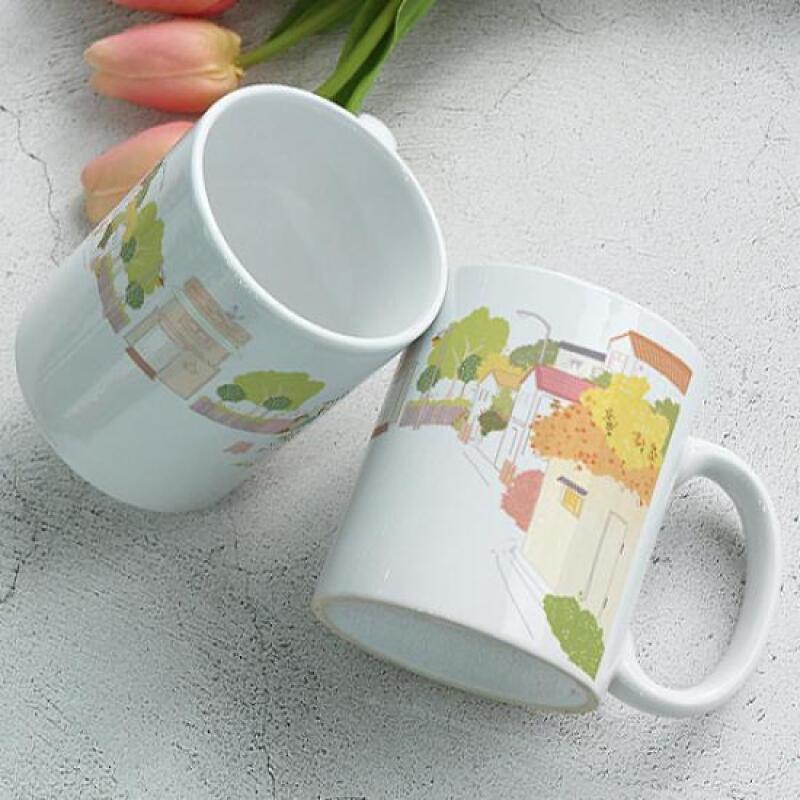eh213-Design Mug 2p-Flowering Spring Village