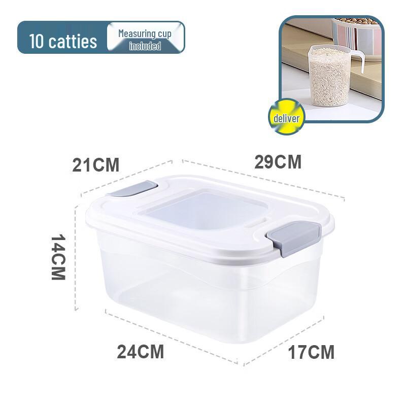 ZISIZ Flip-Lid Rice & Grain Storage Container with Measuring Cup, 2-Pack