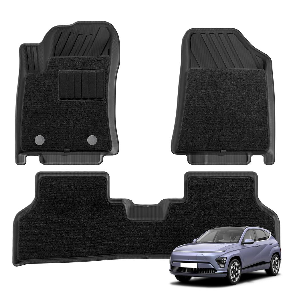 for Hyundai Kona Electric 2025 2025 TPE 3D Car Floor Mats Cargo Liner Trunk Pad All Weather Black Carpet Left Rudder