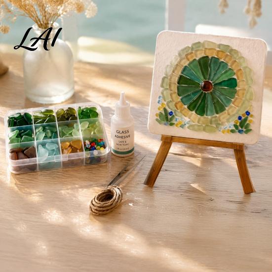 Thoughtful Holiday Gift Sets DIY Mosaic Art Kit Fantasy Circular Door Tile Craft Indoor Crafting Projects Sea Glass Kit for Adults Beginners