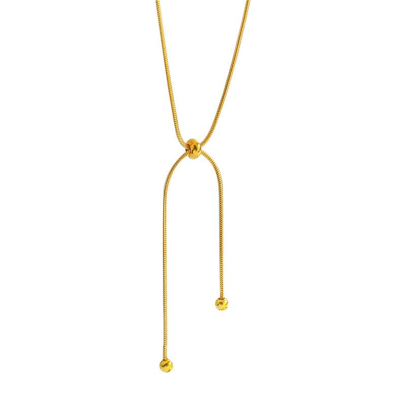 DIEYURO Stainless Steel Retro Creative Unique Design Adjustable Necklace Female Fashion Simple All-match Gold Clavicle Chain 45cm