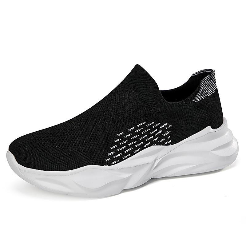 2025 summer fly-woven mesh lazy tide shoes one-pedal large size elastic socks shoes high-top casual sports men's shoes