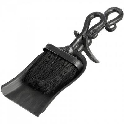 Black Brushed Steel Crook Top Hearth Tidy Set