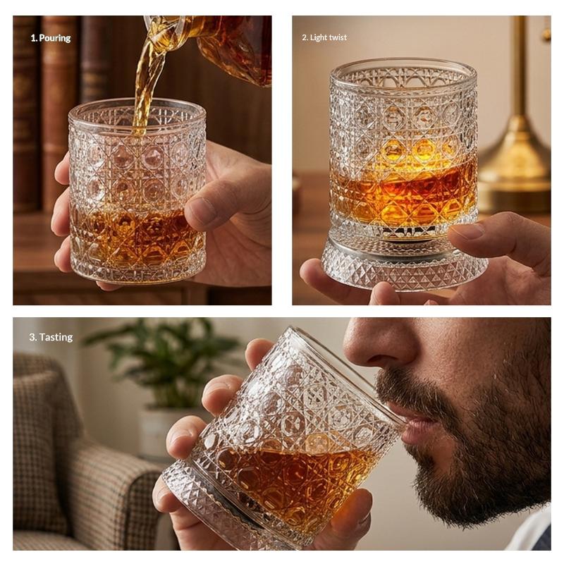 260ML Stress Relief Rotating Drinking Glass Premium Crystal Beer Cup With Base for Home Office Bar Relaxation
