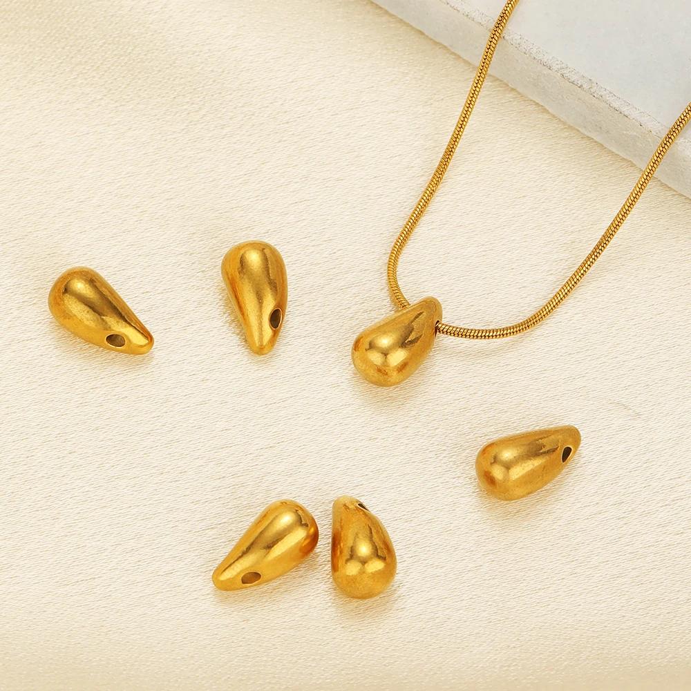 10pcs Gold Color Stainless Steel Water Drop Horn Charms for Jewelry Earrings Making Supplies DIY Necklaces Pendants Wholesale