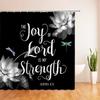 Lotus Shower Curtain BlackWhite Flower Magic Elegant Floral On Black Background Modern Simple Unique Art Women Bathroom Curtain