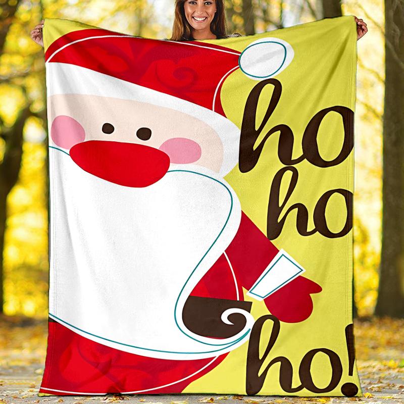 Christmas Santa Claus Theme Printed Blanket - Perfect for Couch, Bed, Travel & Outdoor Use | Machine Washable, Cozy & Durable.