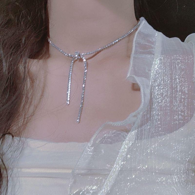 2025 New Fashion Silver Colour Zircon Wave Necklace For Women Collar Clavicle Chain Party Fashion Jewelry Nice Gift Wholesale