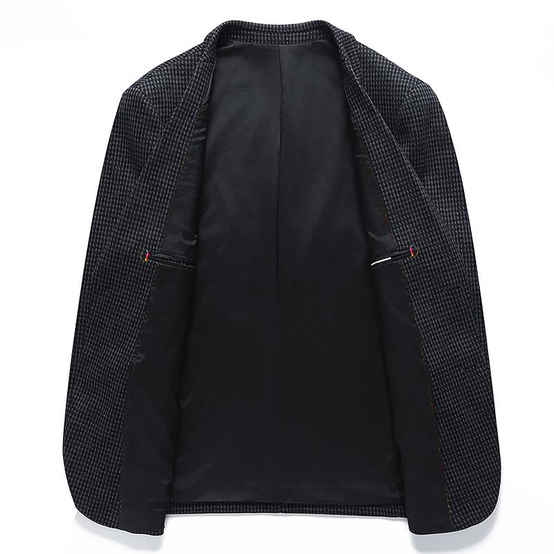 Spring and Autumn Light Luxury Business Single West Middle-aged and Young People Solid Color Thousand Birds Grid Trend Suit Jacket