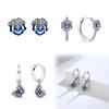 Shining Blue Zircon Owl Earrings 925 Silver Evil Eyes Earrings for Women Wedding Engagement Planet Moon Star Zirconia Jewelry
