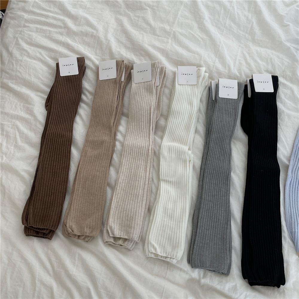 Thick Over-The-Knee Socks Vertical Solid Color High Socks That Do Not Fall Off Calf Socks Double Needle Stocking Women