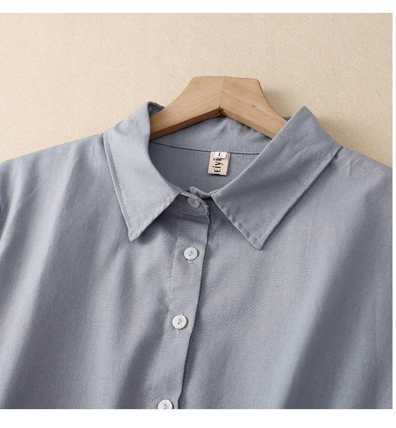Xinxing 2025 Summer Cotton Linen Retro Short Sleeve Mid-Length Shirt Dress for Women