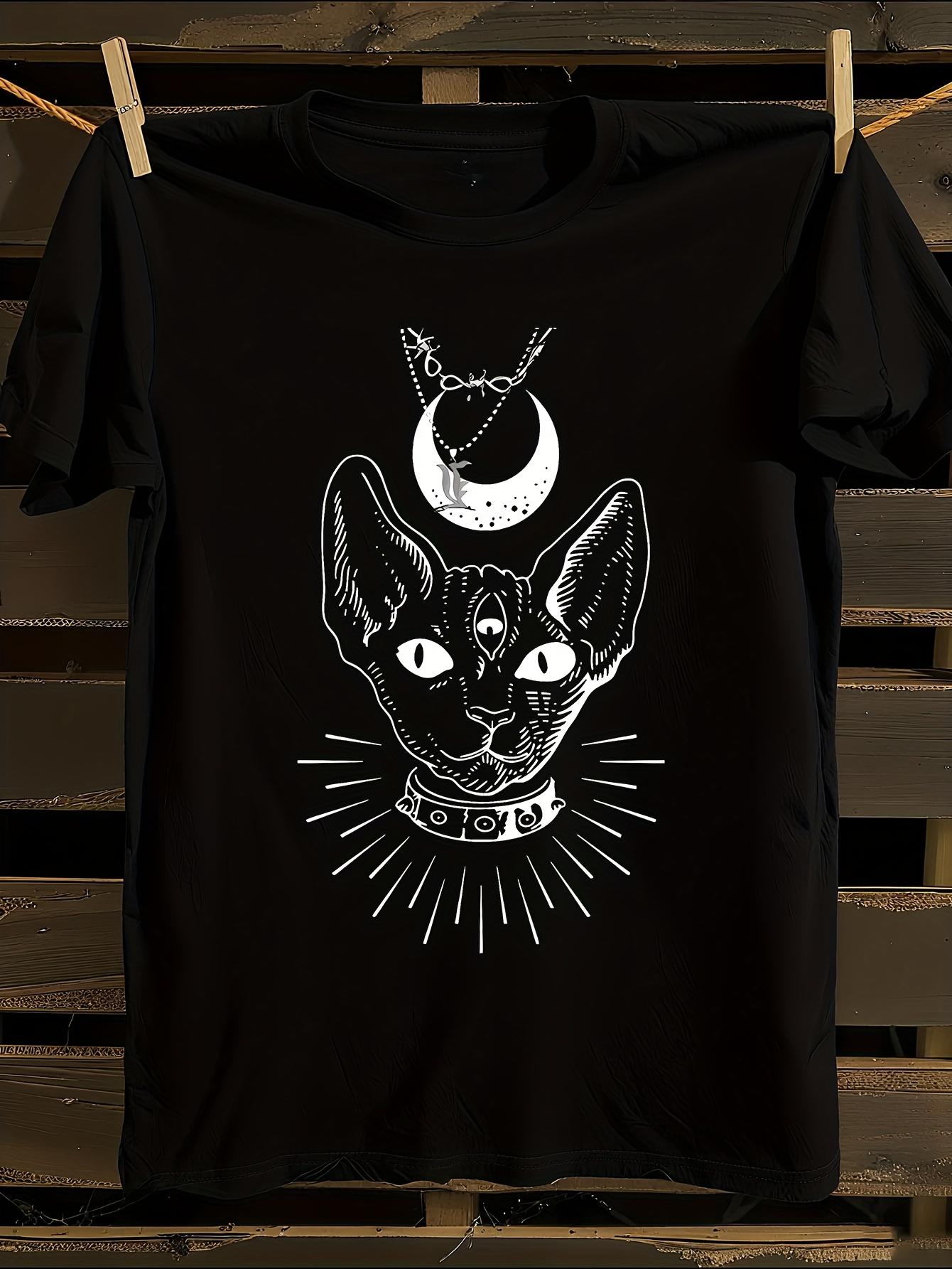 Unisex Sphinx Cat Print T-shirt M