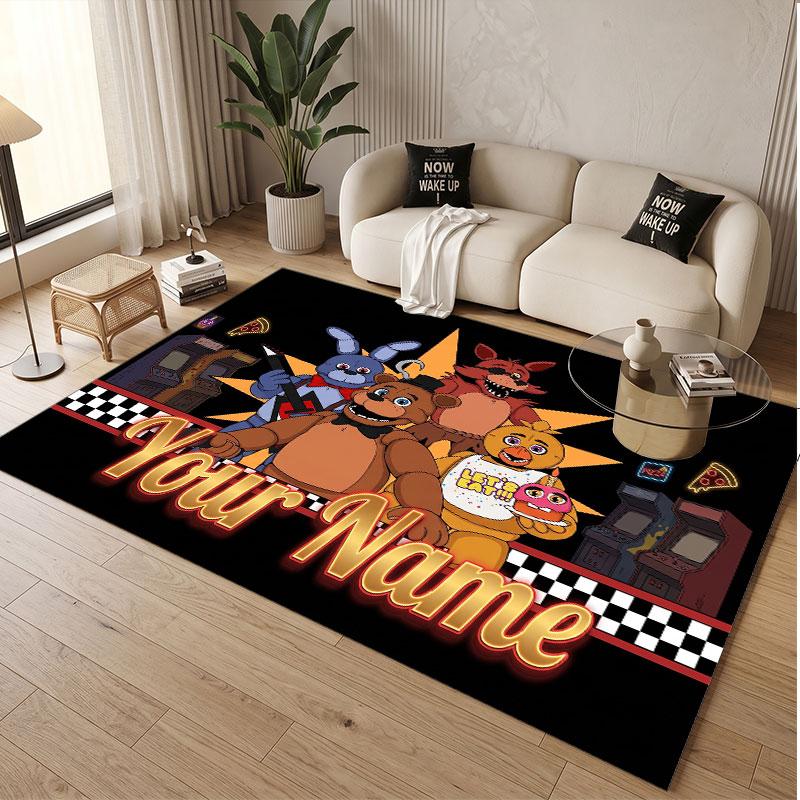 Custom Name Text Crystal Velvet Rug,Five Nights at Freddy’s Soft Plush Decorative Non Slip Floor Carpet