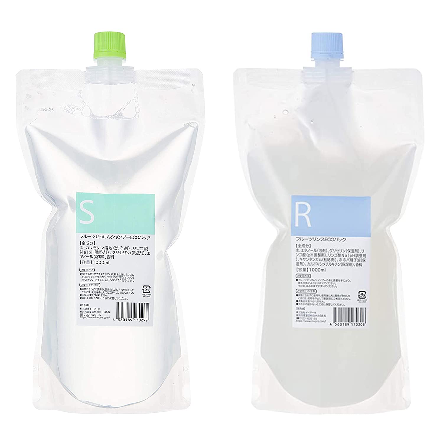 

Fruit soap shampoo 1000ml ECO pack + Fruit rinse 1000ml ECO pack [large capacity]