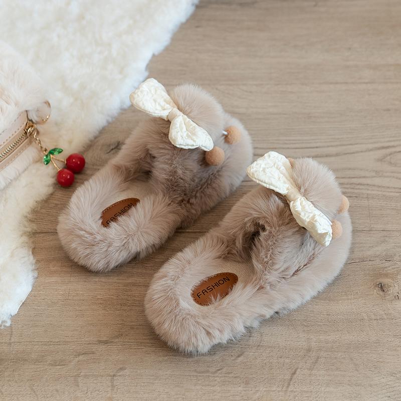 Children Furry Slippers Fashion Girls Home Cartoon Dust Bunnies Indoor Plush Slippers Kids Warm Winter Shoes Anti-Slippery