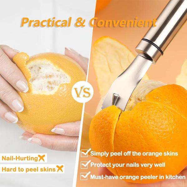 Long Handle Stainless Steel Orange Peeler Lemon Peeler Easy To Peel Tool Fruit Zesters Kitchen Accessories Kitchen Gadgets