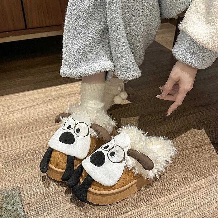 Women's cartoon padded cold warm thick bottom lightweight hiking mountaineering waterproof non-slip sports snow boots cotton slippers
