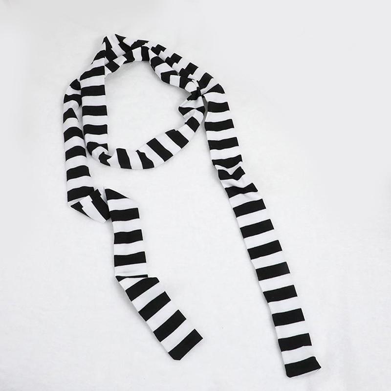 

1 шт. Модные аксессуары Дышащий шарф Прохладный тонкий шарф Теплый длинный шарф Удобный полосатый дизайн Y2K 180x4см чёрный/белый