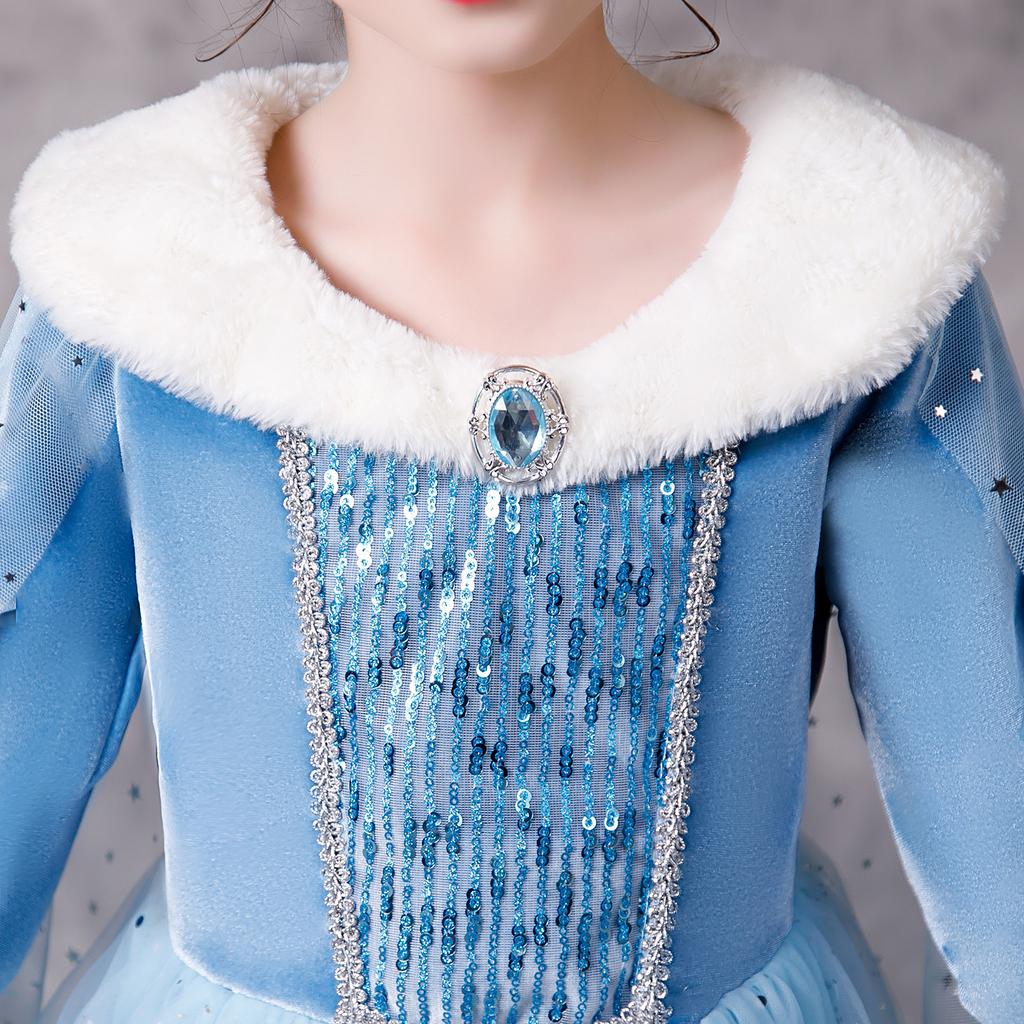 2020 Christmas Princess Elsa Dress Long Sleeve Foreign Trade Frozen Princess Dress Children's Dress Autumn and Winter Dress
