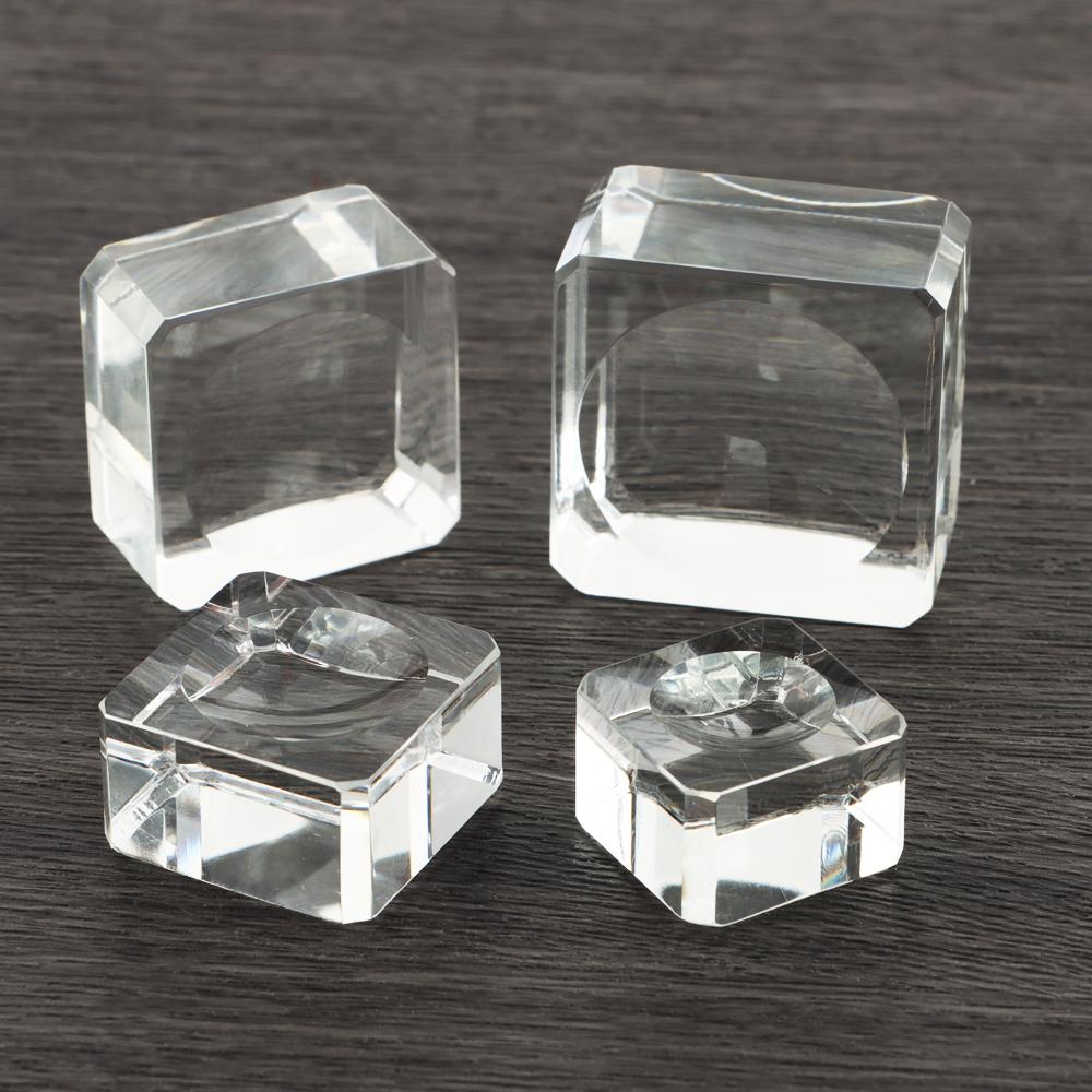 25/30/35/40mm Quadratische Glas Kristall Kugel Basis Transparente Halterung Sockel Halter Kugel Ausstellungsständer Heimdekoration