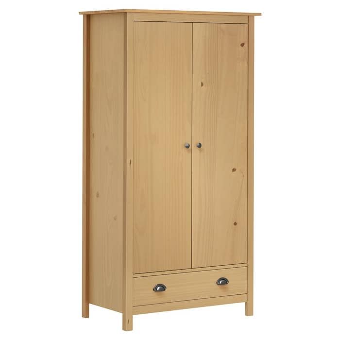 Armoire - VIDAXL - Hill - Bois massif - 2 portes - 1 tiroir - 170 cm